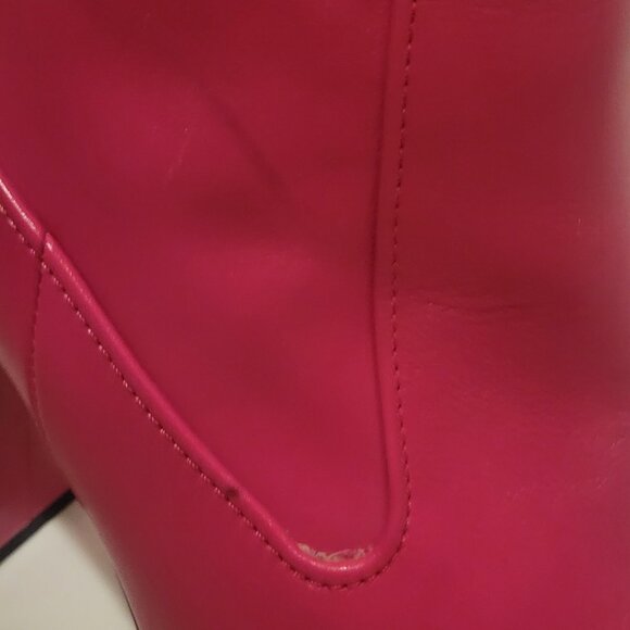 NWT ZARA 2020 HOT PINK RUNWAY COLLECTION ZIP UP HIGH HEEL LEATHER BOOTS Sz 9 - Picture 7 of 9